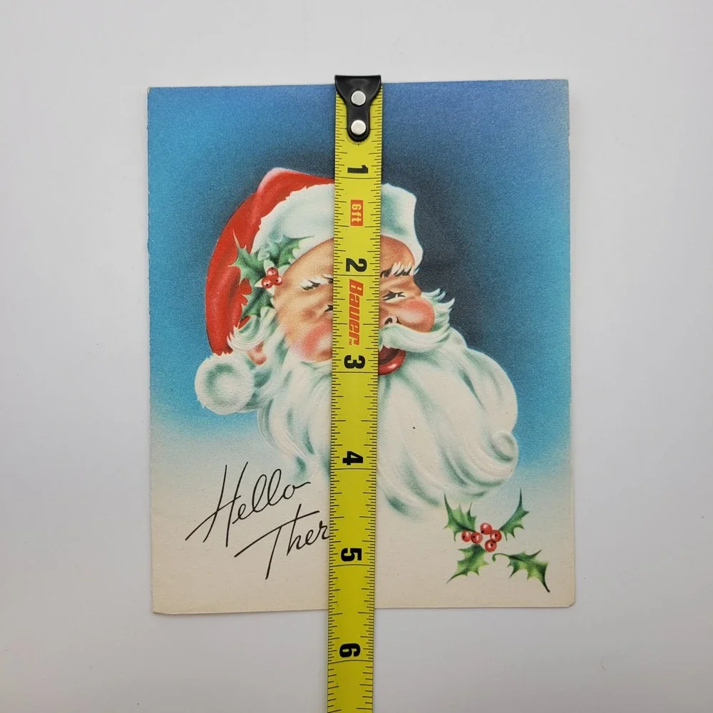 Vintage Santa Hello There! Christmas Card 1951 Signed Holiday‎ Decor